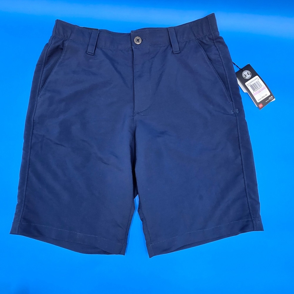 Under Armour Mens Match Play Golf Shorts 32 Navy Blue HeatGear NWT 10" Inseam